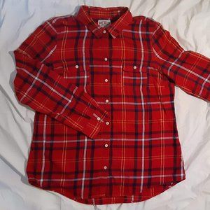 Plaid flannel button-up shirt